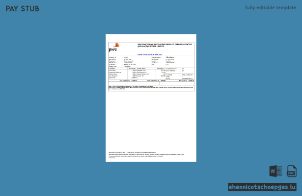 Gehaltsabrechnungsbeispiel des PricewaterhouseCoopers Service Delivery Center Kolkata Private Limited, Indien